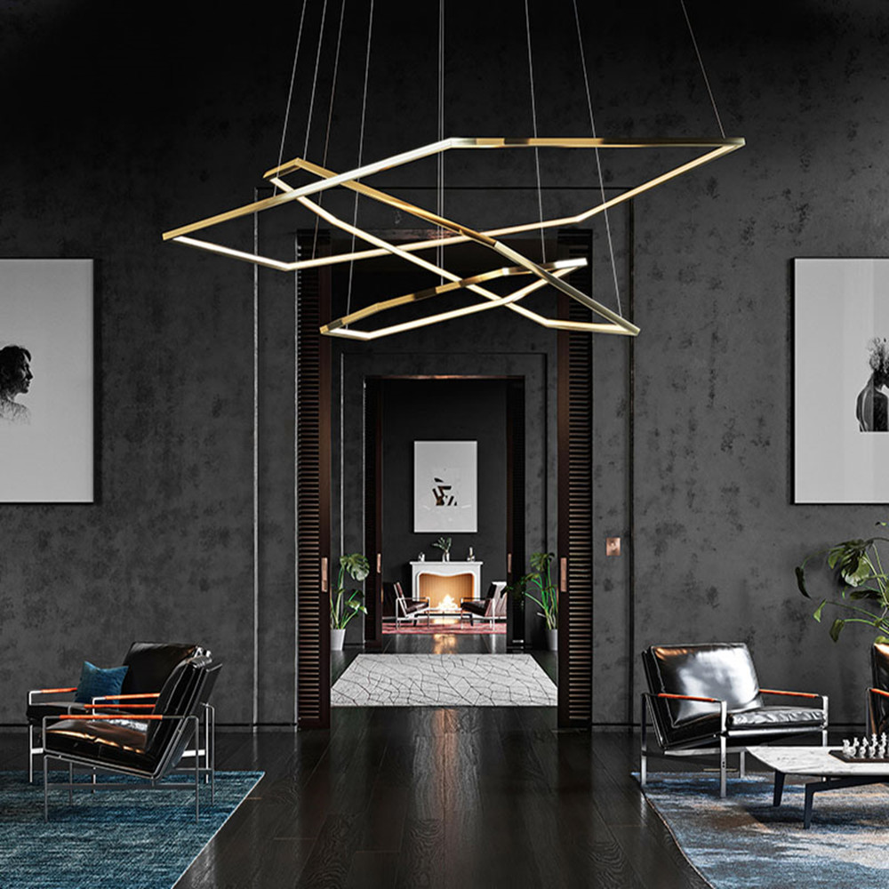 Hotel home living room high ceiling long modern art decor lamp light fixtures pendant lighting chandelier