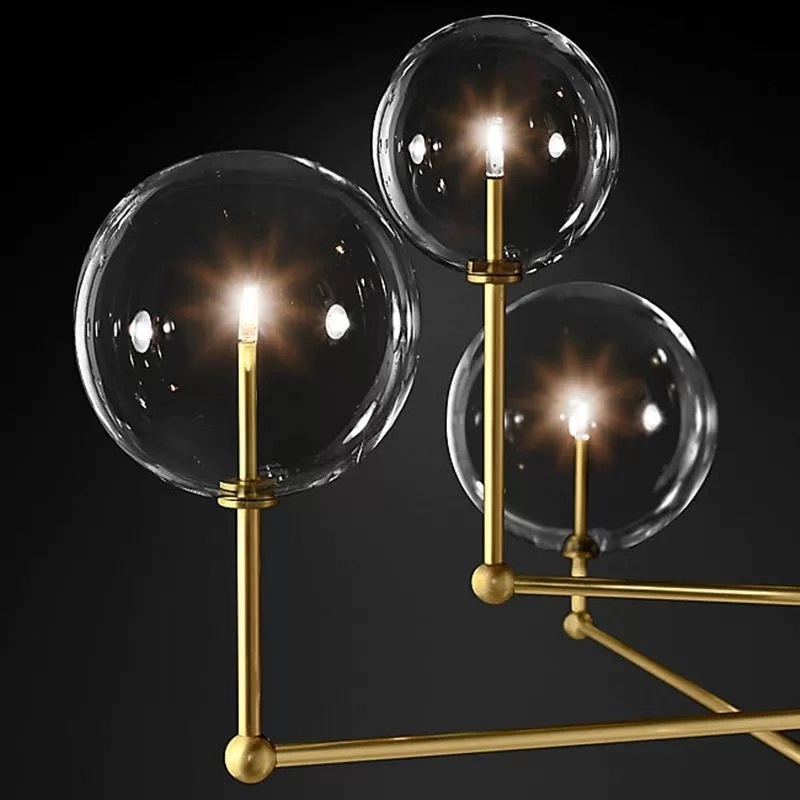 Modern designer molecule Iron antique brass hotel chandeliers ball vintage pendant light for dining room foyer