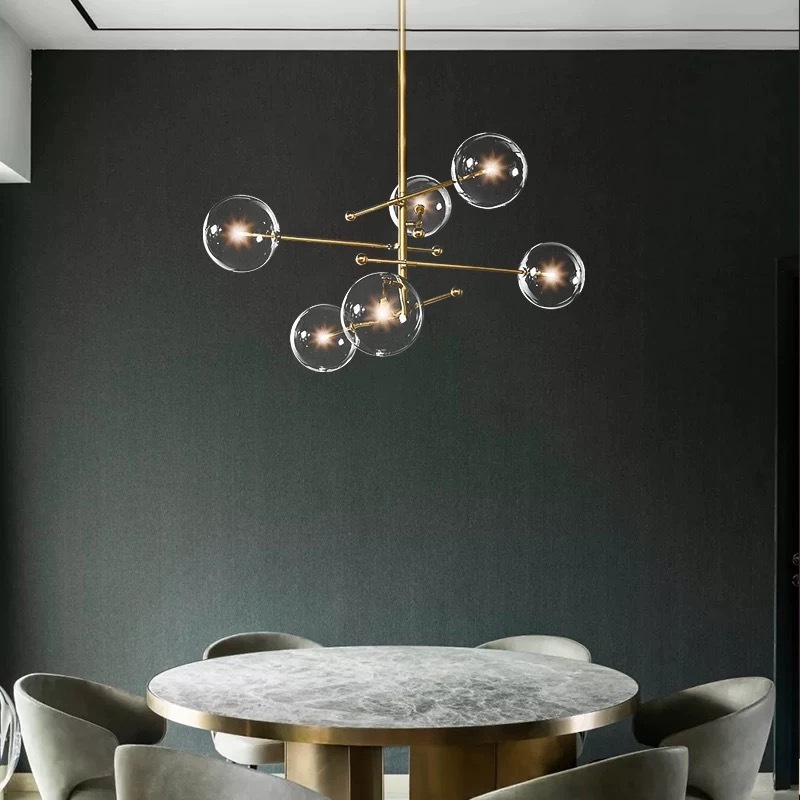 Modern designer molecule Iron antique brass hotel chandeliers ball vintage pendant light for dining room foyer