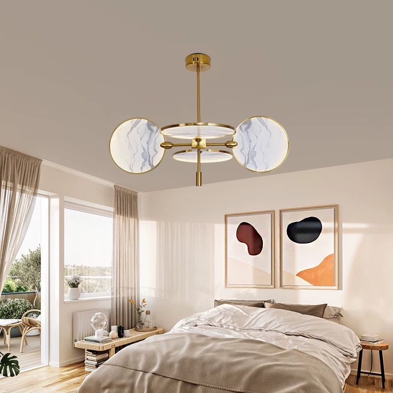 Post modern  vintage living room hotel ceiling 9 light classic copper modern pendant light led