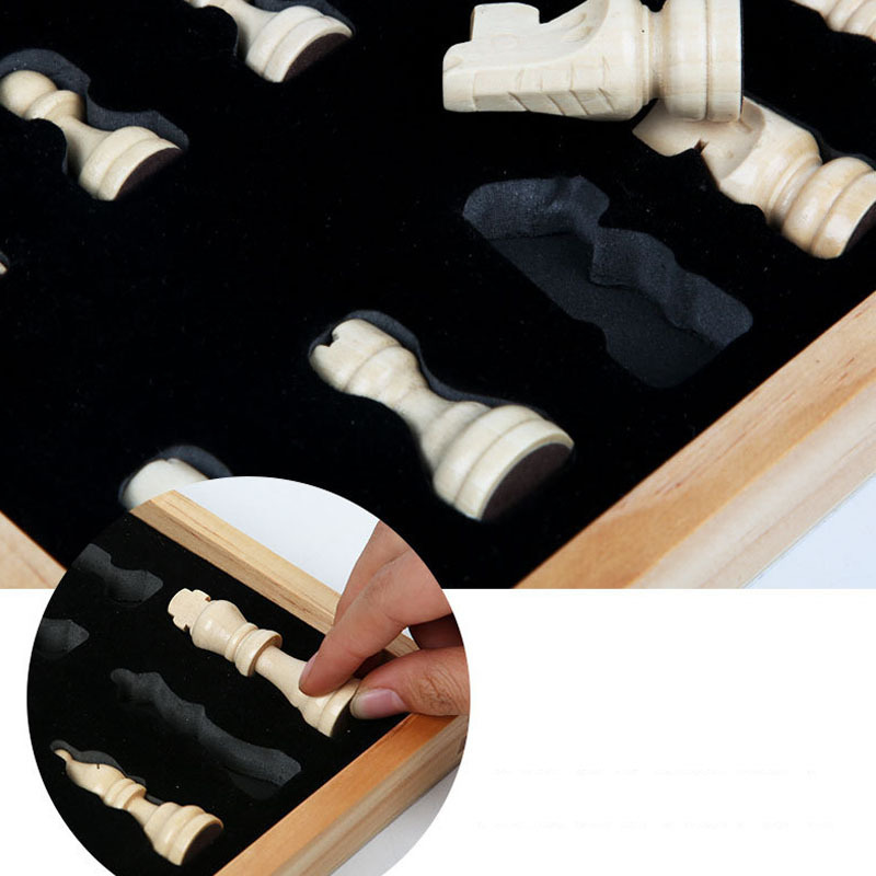 Backgammon Wooden Chess Magnetic Portable Folding Board Children's Student Starter Adult Chess Pieces Backgammon Wood