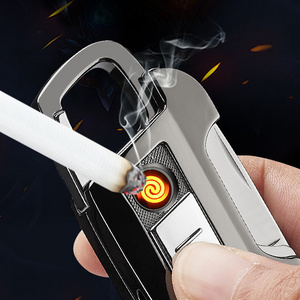 10 IN 1 Multifunction Keychain lighter wine bottle opener usb lighter rechargeable cigarette electronic with Led Flashlight