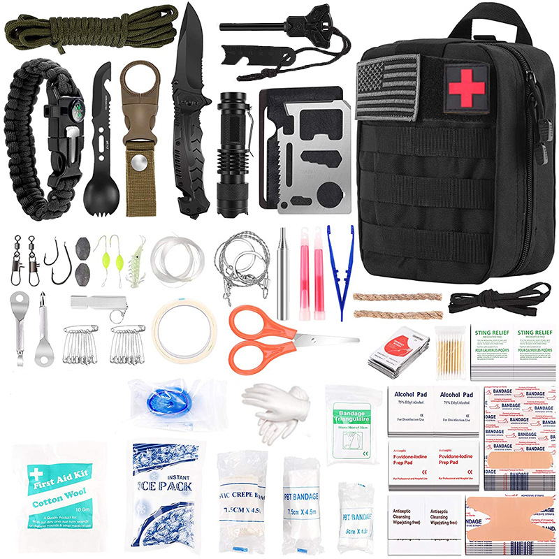 Survival first aid kit pouch outdoor first aid kit with emergency medical supplies suitable for hiking hunting disaster camping