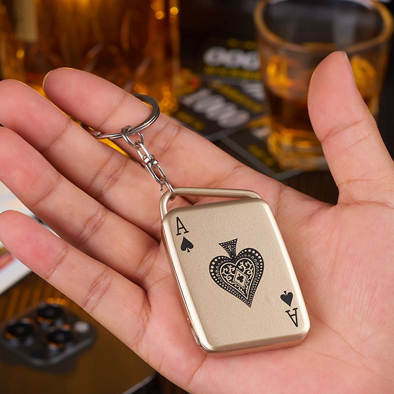 2023 new Creative metal Keychain poker cards USB rechargeable lighter Men gifts smoking accessories