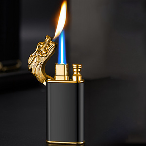 Chinese dragon lighter double flame metal cigar torch lighter custom logo