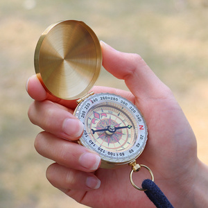 Pure copper pocket watch vintage clamshell compass box outdoor mountaineering multifunction with cover luminous