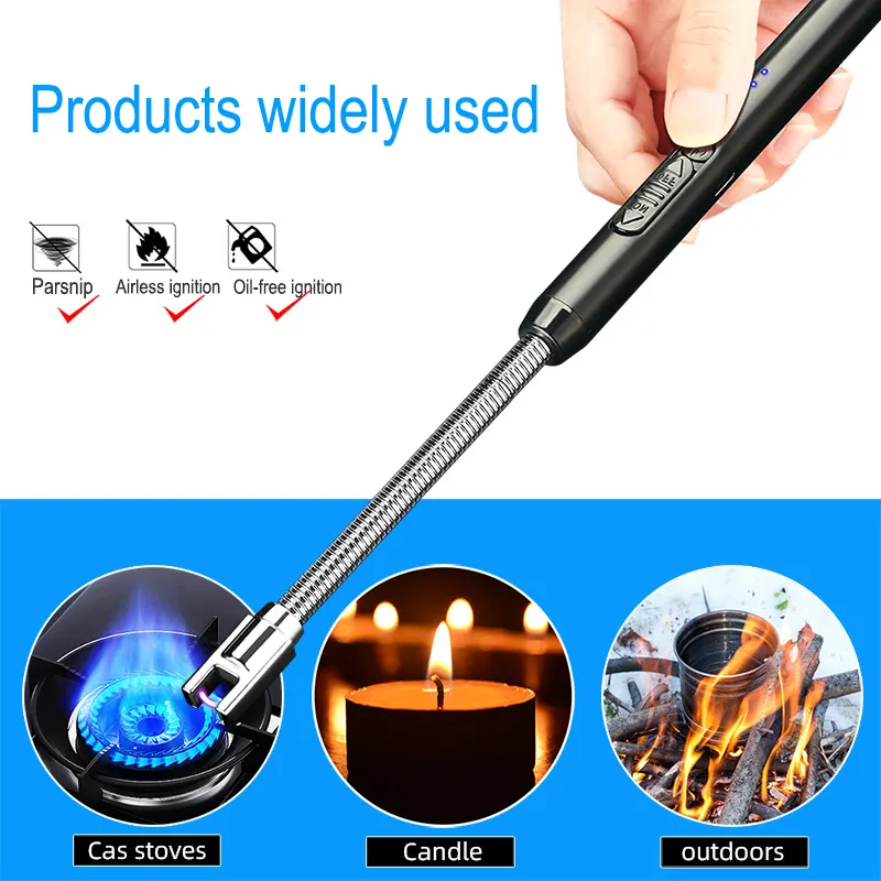 Wholesale electronic lighter candle kitchen plasma arc usb rechargeable electric lighter for stove support custom LOGO