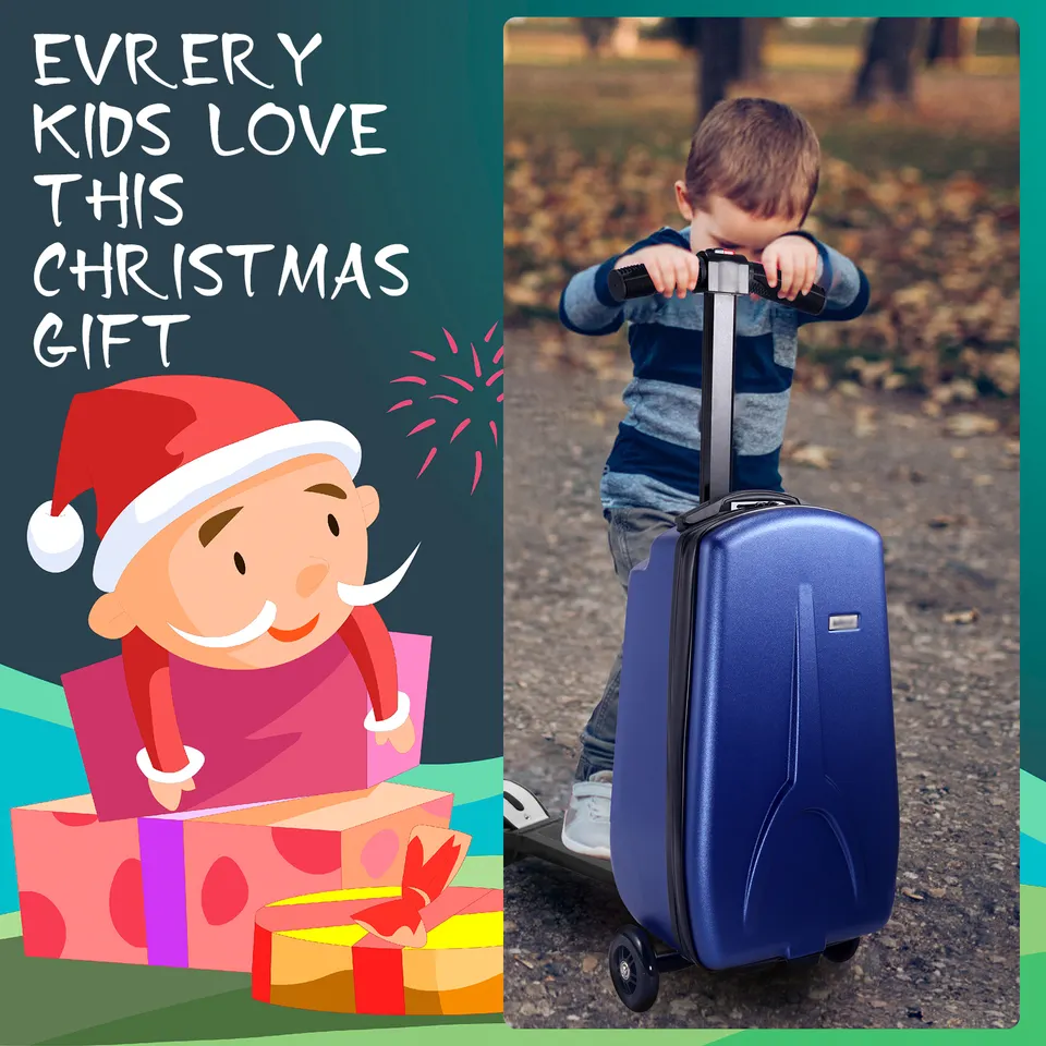 Hot sale electric luggage scooter suitcase kids collapsible suitcase with scooter