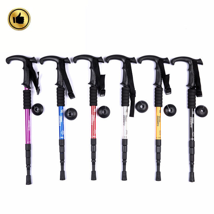 Aluminum trekking cane hiking stick elderly outdoor folding walking sticks for men support custom LOGO service