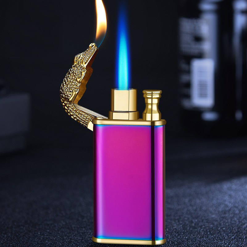 2023 new metal Crocodile gas lighter luminous cigarette lighter