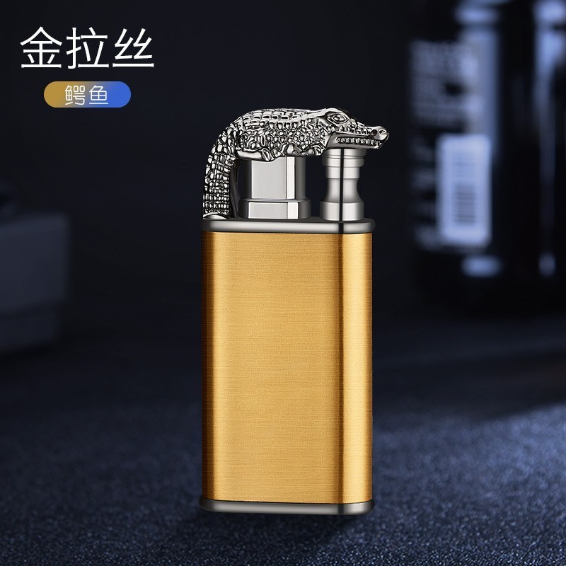 2023 new metal Crocodile gas lighter luminous cigarette lighter