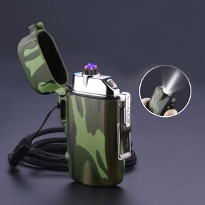 Multifunctional flashlight waterproof lighter outdoor portable windproof cigarette lighter arc USB custom LOGO