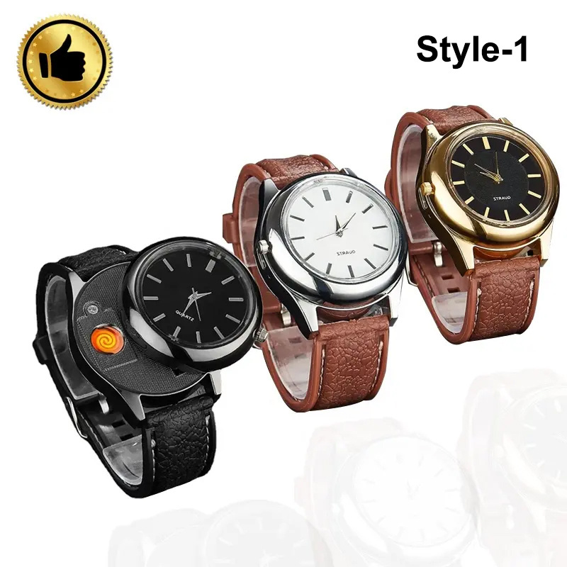 Smart watch lighter cigarette for men wristwatch gift electronic USB rechargeable cheap price OEM lighter watch