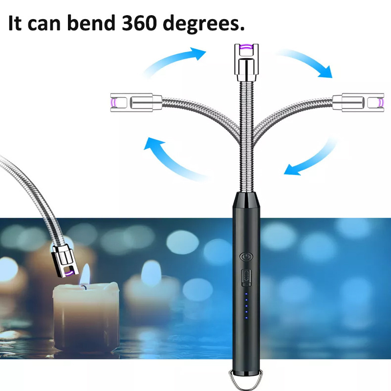 Hot Selling windproof electric bbq lighter keying rechargeable and flexible electric lighter USB candle