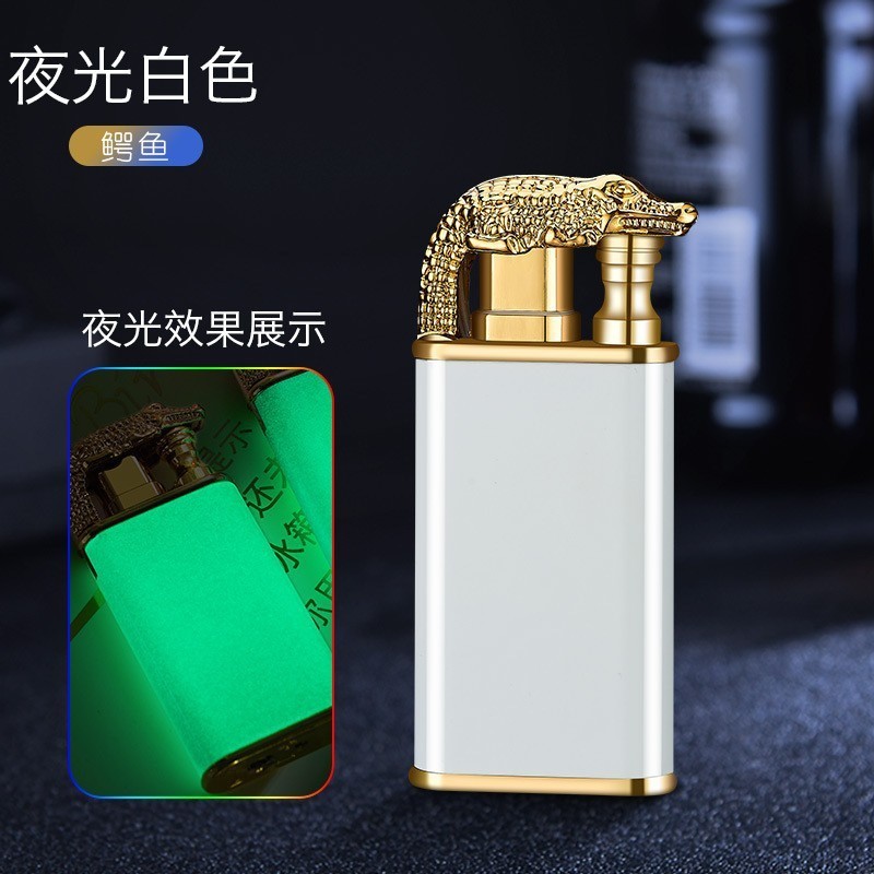 2023 new metal Crocodile gas lighter luminous cigarette lighter