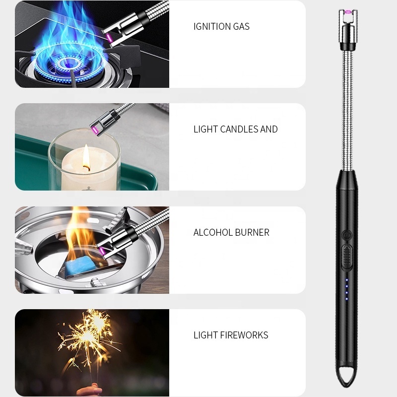 Type-c charging electronic lighter candle kitchen plasma arc usb rechargeable electric lighter for stove support custom LOGO