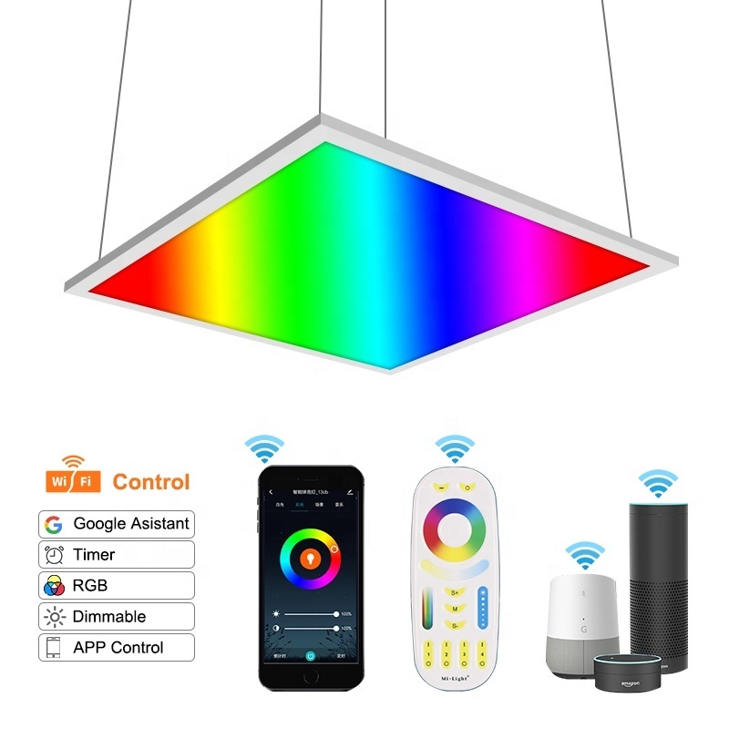 30x60 30x120 60x120 DMX Zigbee Wifi Remote Control Dimmable Square RGBCCT Smart Led Ceiling 60x60 CM RGB RGBW RGBCW Panel Light