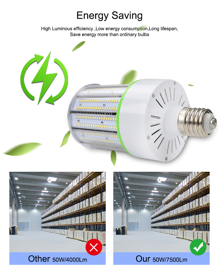 Factory Led Corn Lamp 50W Outdoor Led Garden Street Lamp 5000K SMD2835 E27 E40 150W Energy Saving Explosion-proof Corn Led Bulb