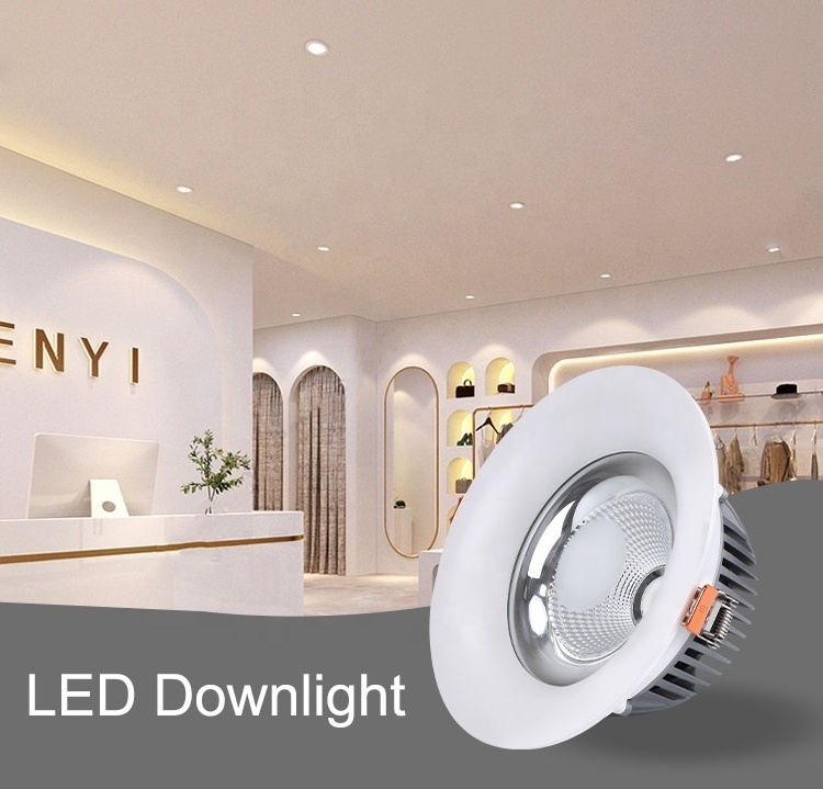 2024 Indoor Spotlight Aluminum LED Down Lights 12w 4 Inch 5 Inch CRI90 COB Recessed LED Downlight