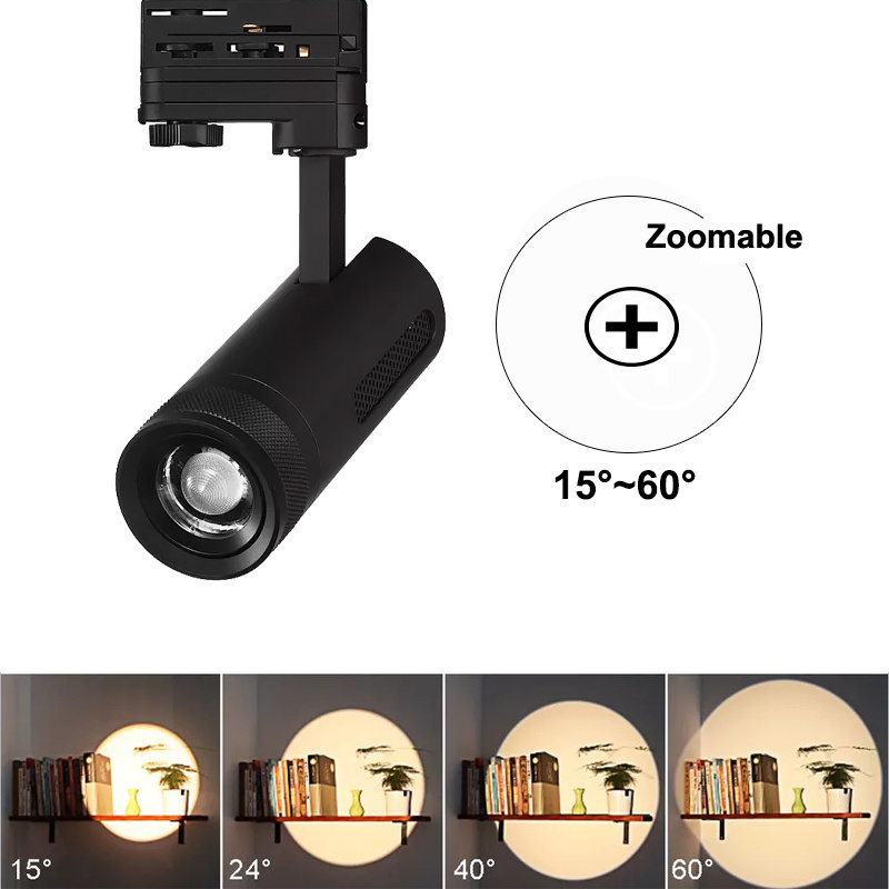 LED Zoom Track Light 15W 30W 48V 15-60 Degree Modern Adjustable Zoomable COB Led Track Spot Lights