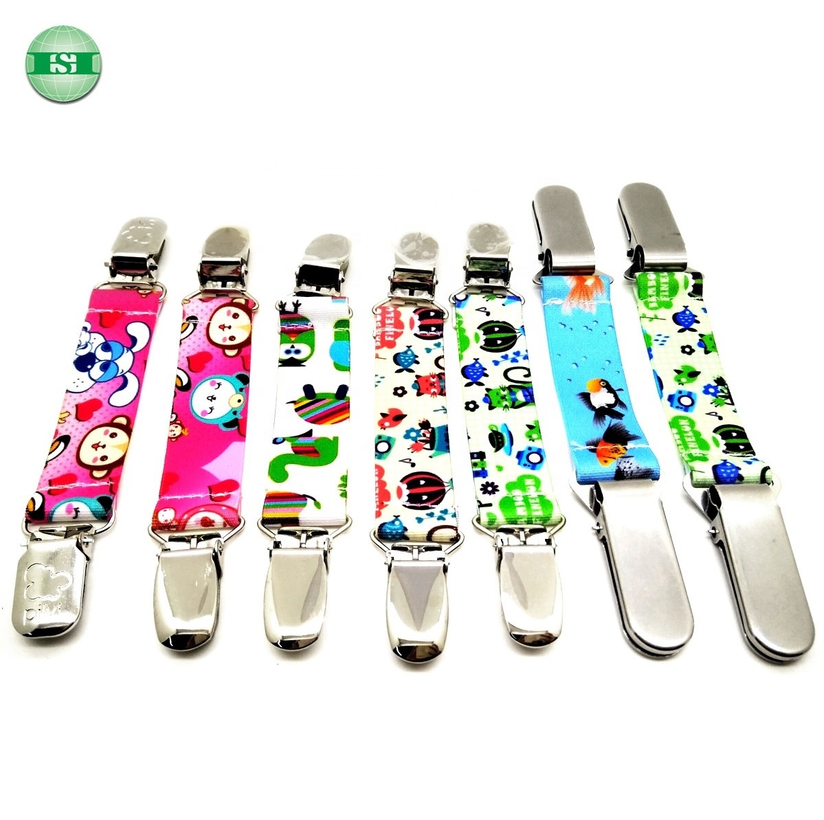 Custom colorful printed elastic strap mitten clips