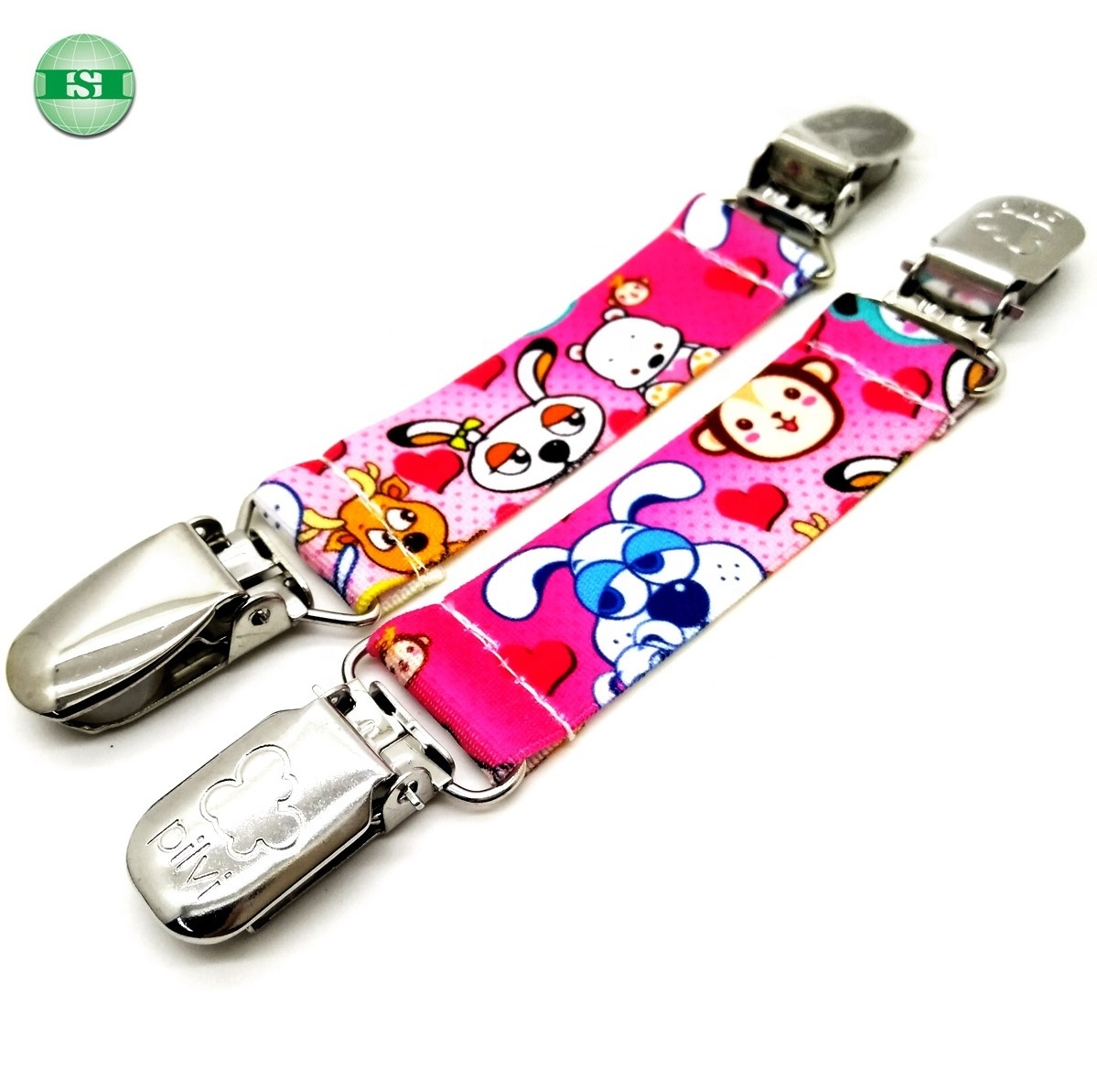 Custom colorful printed elastic strap mitten clips