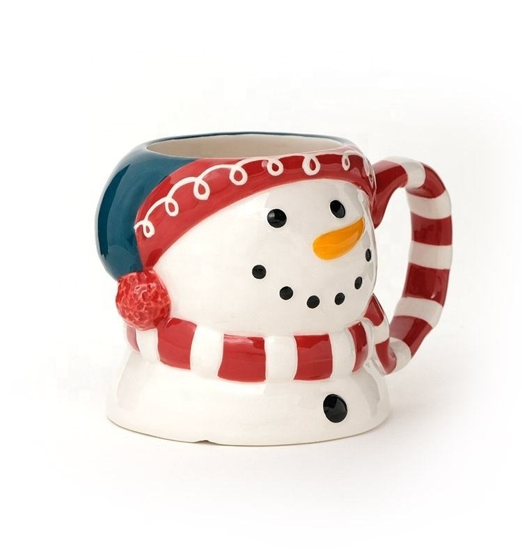 Wholesale Cute Snowman Ceramic Porcelain ceramic 3d mug christmas coffee mug christmas mugs wholesale