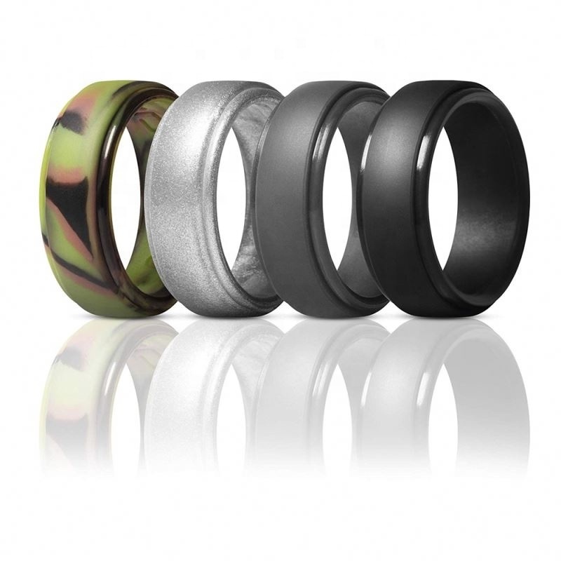 Step Edge Rubber Wedding Band Thunderfit Men's Silicone Ring