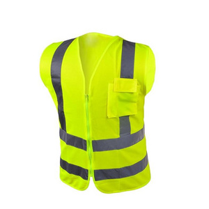 Custom Logo Reflective Safety Vest Pockets Yellow Fluorescent Visibility Work Class 3 Safety Vest