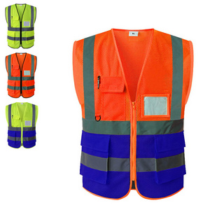 Reflective Vest Multiple Pockets Highlight Mesh Fabric Work Clothing Custom Saftey Vests