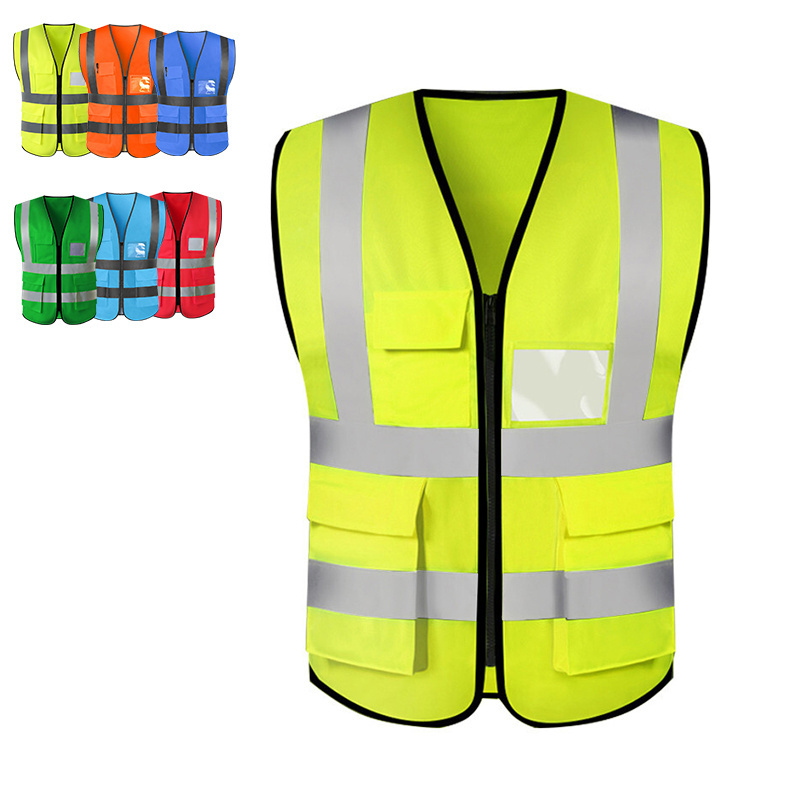 Reflective Vest Multiple Pockets Work Clothing Traffic Warning Clothing Custom Saftey Vests