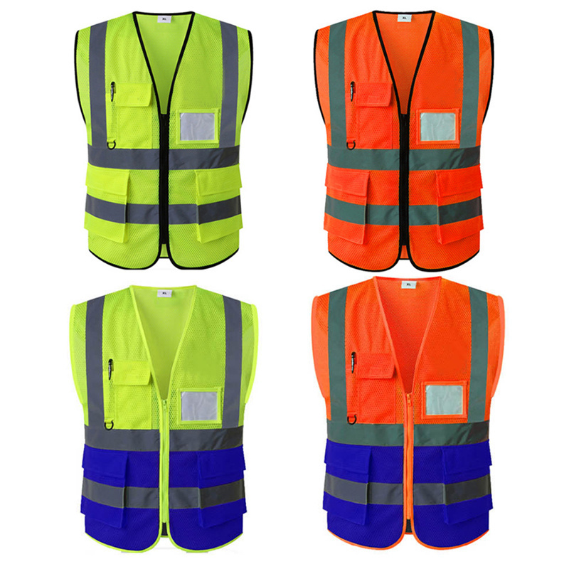 Reflective Vest Multiple Pockets Highlight Mesh Fabric Work Clothing Custom Saftey Vests