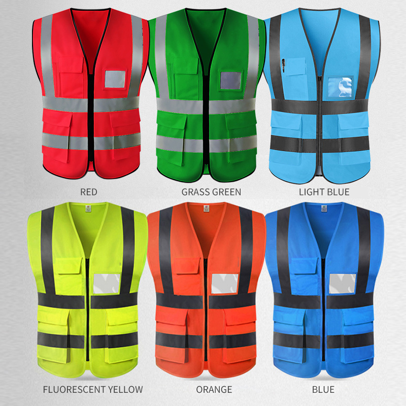 Reflective Vest Multiple Pockets Work Clothing Traffic Warning Clothing Custom Saftey Vests