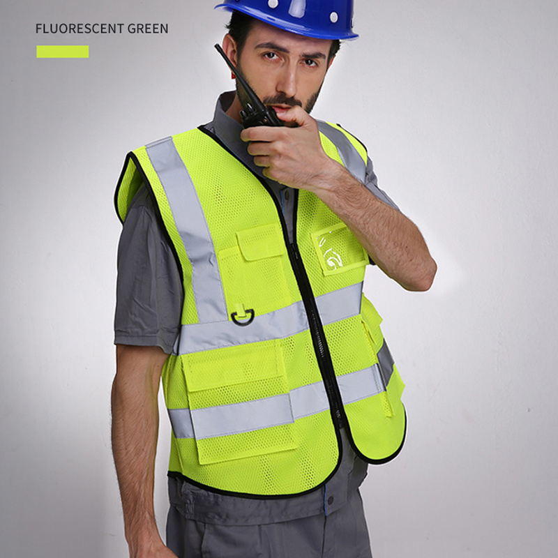 Reflective Vest Multiple Pockets Highlight Mesh Fabric Work Clothing Custom Saftey Vests