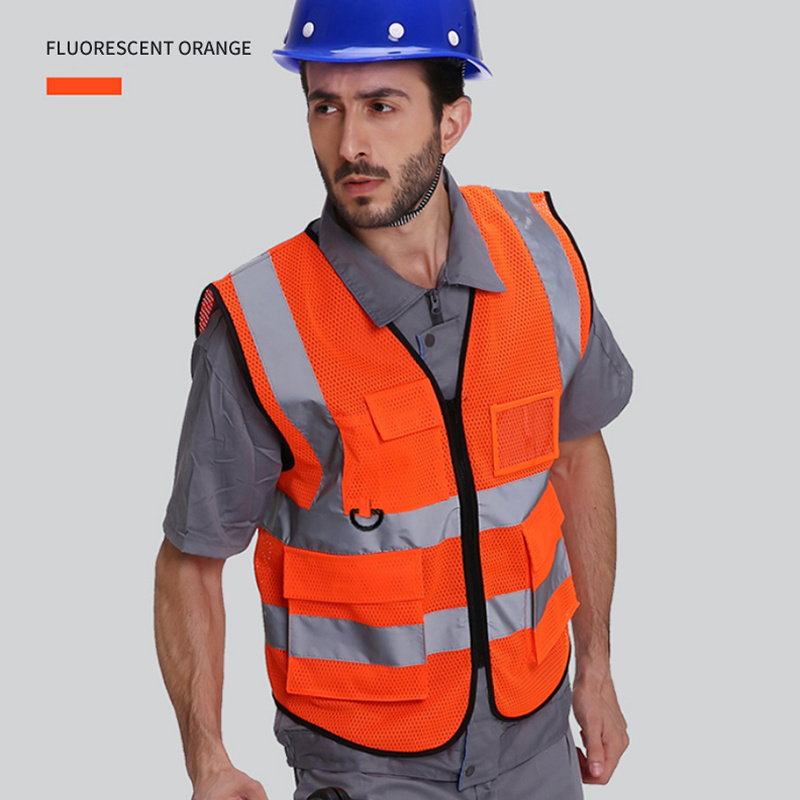 Reflective Vest Multiple Pockets Highlight Mesh Fabric Work Clothing Custom Saftey Vests