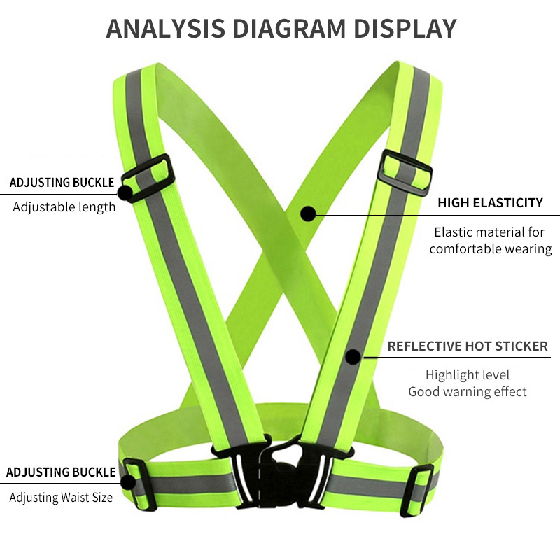 Elasticity Reflective Straps Fluorescence Work Clothing Saftey Vests