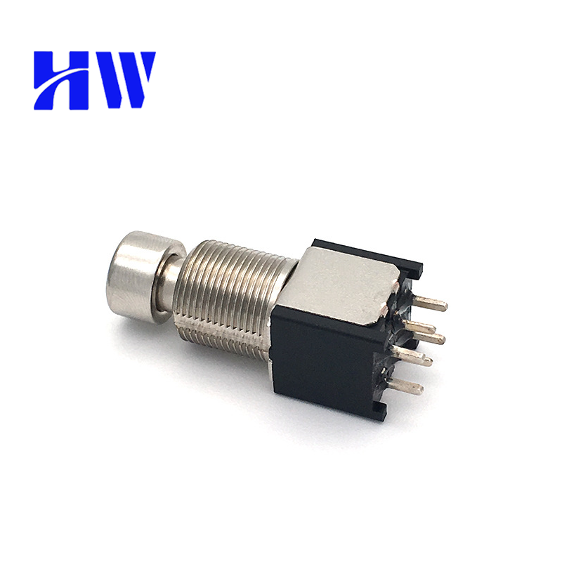 China Manufacturer Small Footswitch 12mm 6 Pins 3PDT DPDT Vertical Metal Shaft Stomp Switch Guitar Effect Switch