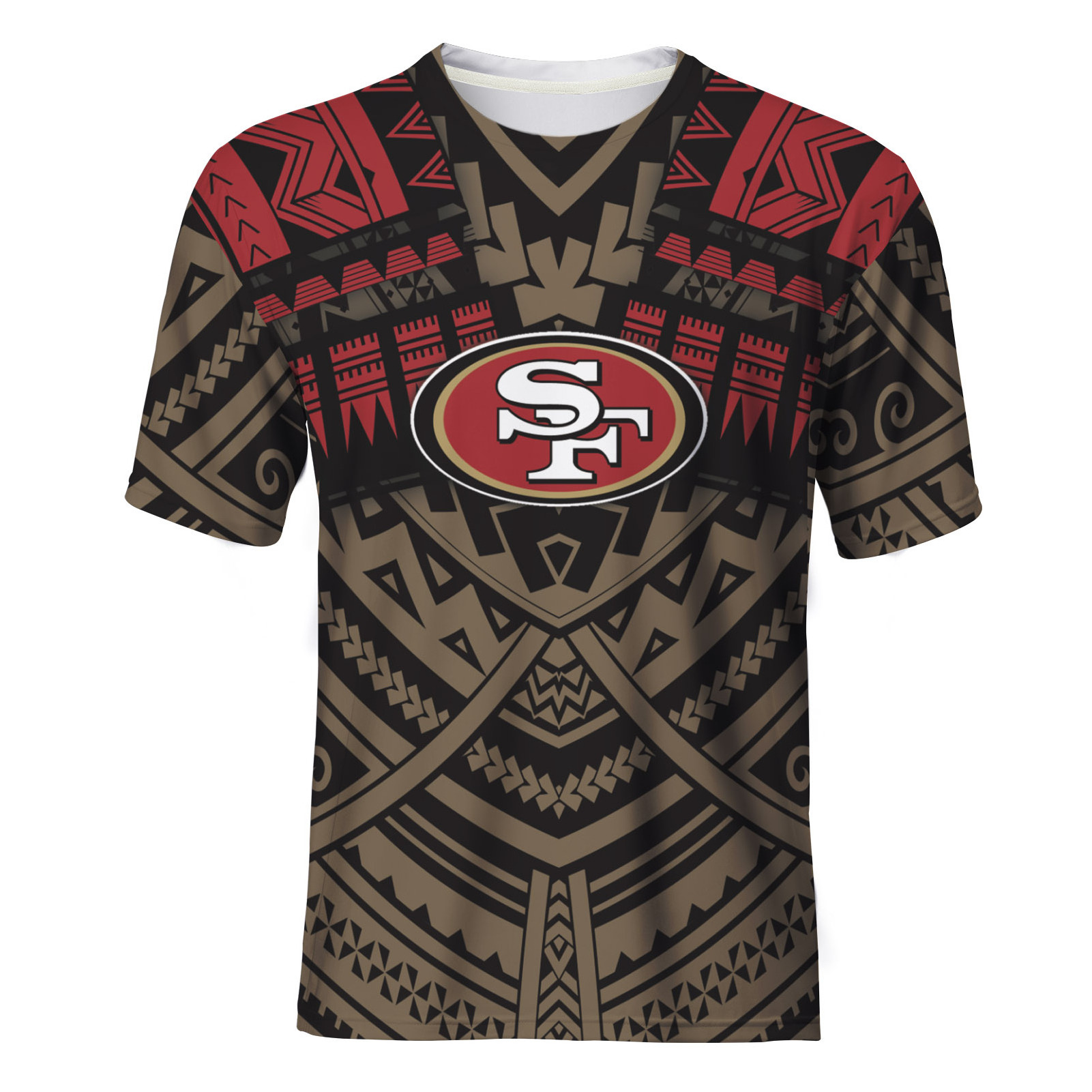 Polynesian Elei Tribal Design Custom NFL American Football Team O-neck Breathable For Mens Casual Tops T Shirts