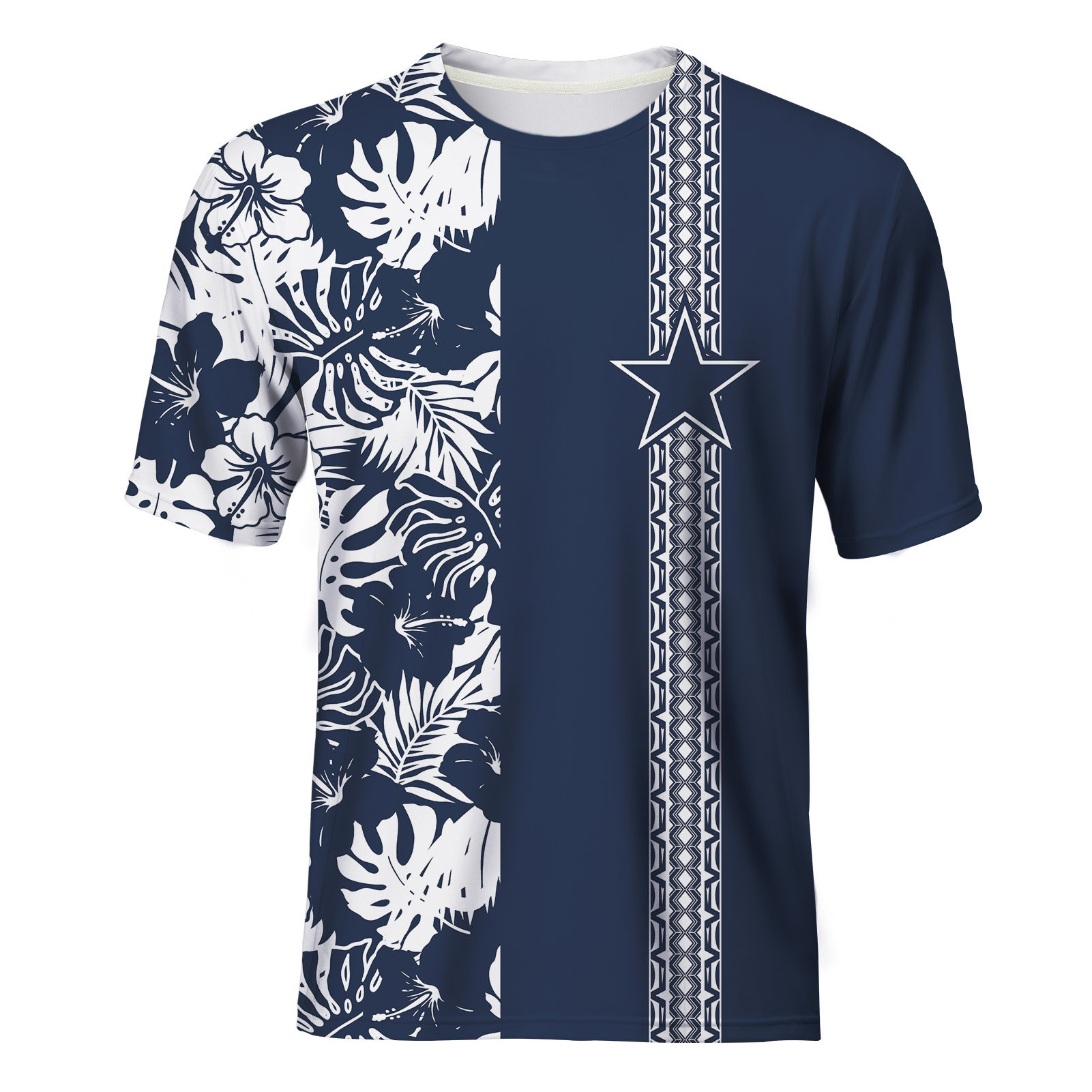 Polynesian Elei Tribal Design Custom NFL American Football Team O-neck Breathable For Mens Casual Tops T Shirts