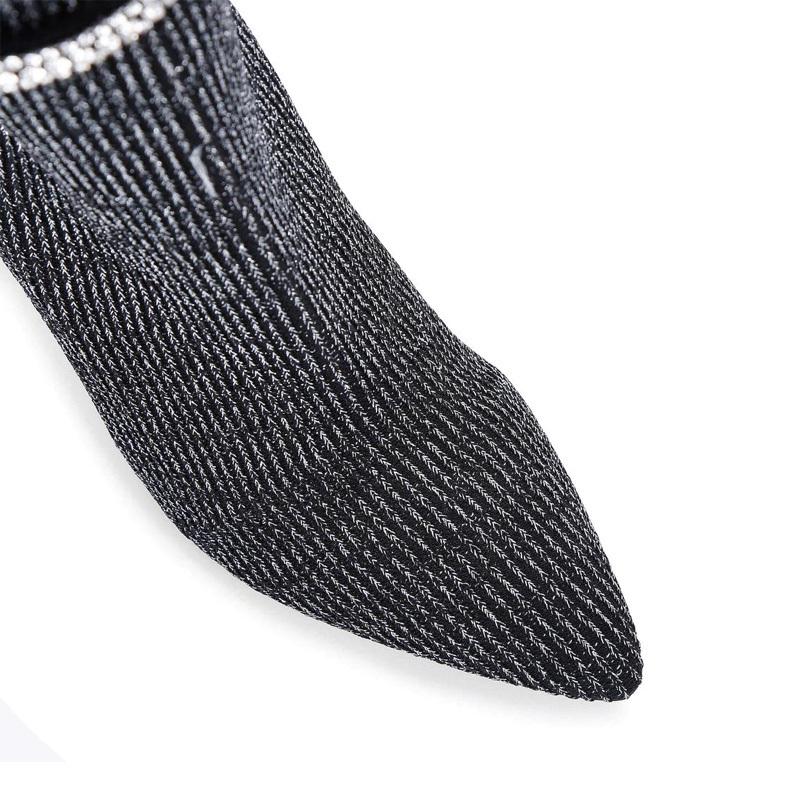 New Arrival Women's Winter Boots with Elastic Knitting Textile Thin High Heels Pointed Toe Platform Style Ladies' Ankle Boots