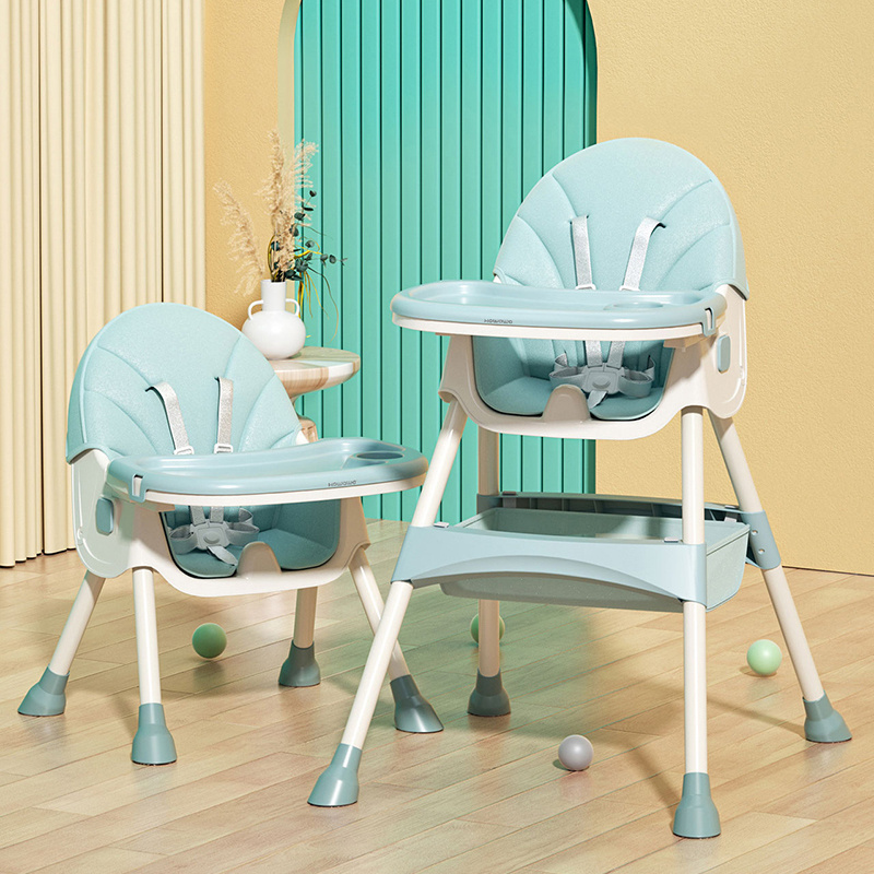 Multi-functional baby dining chair converts into rocker and high chair comes with wheel