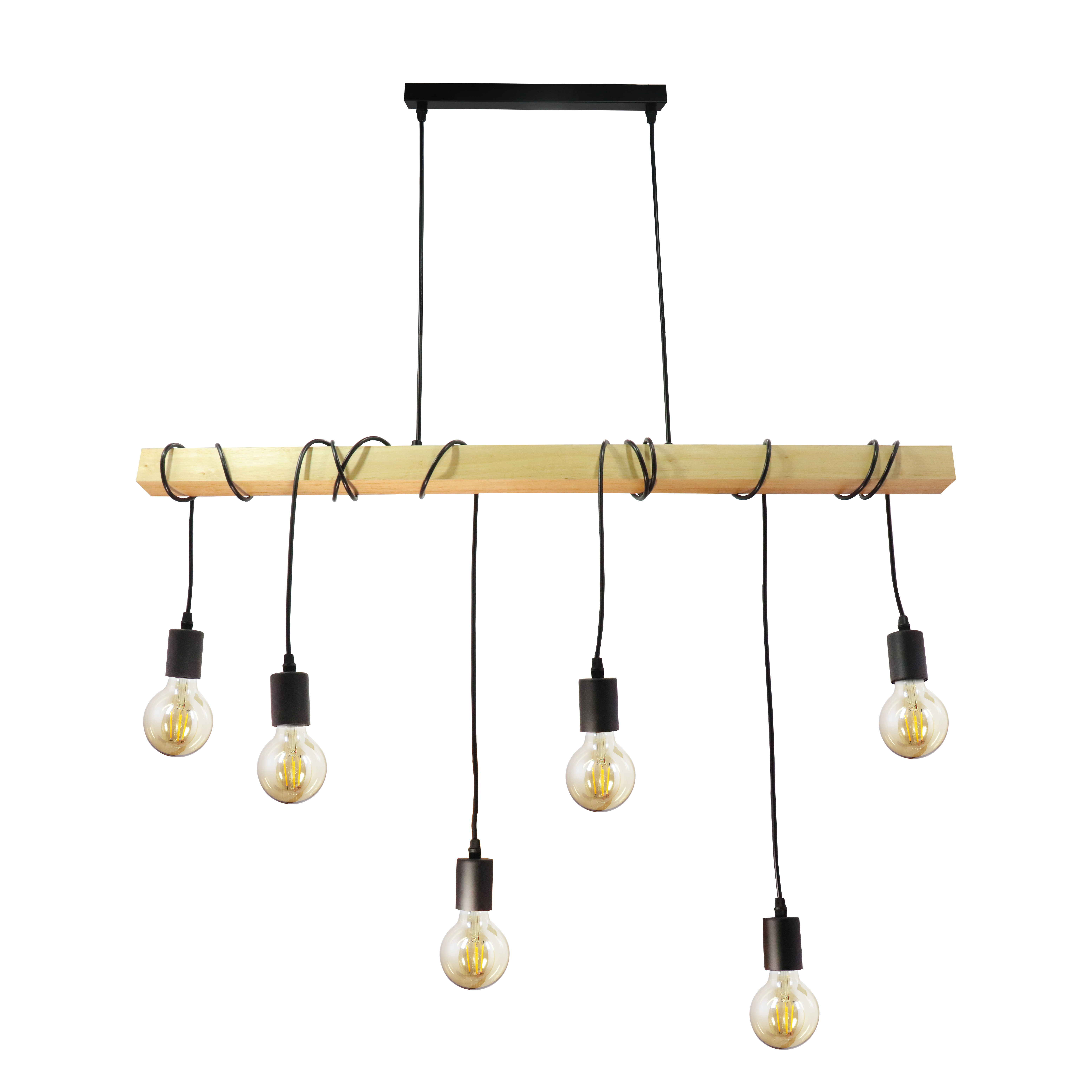 Fashion  Decorative  E27 Pendant Light wood metal Lamp Chandelier 3/4/6 Light fixture for Indoor Living Room Coffee Shop