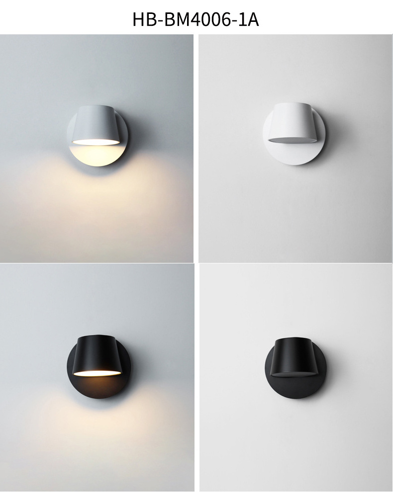 modern single light sconce wall lights indoor bedside adjustable wall mount 1/2/3 Heads corner lamp black white reading lights