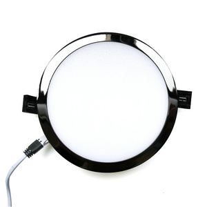 Modern White Black Gold Nickel Silver 12W Round Slim Aluminum Recessed LED Panel Light Ceiling