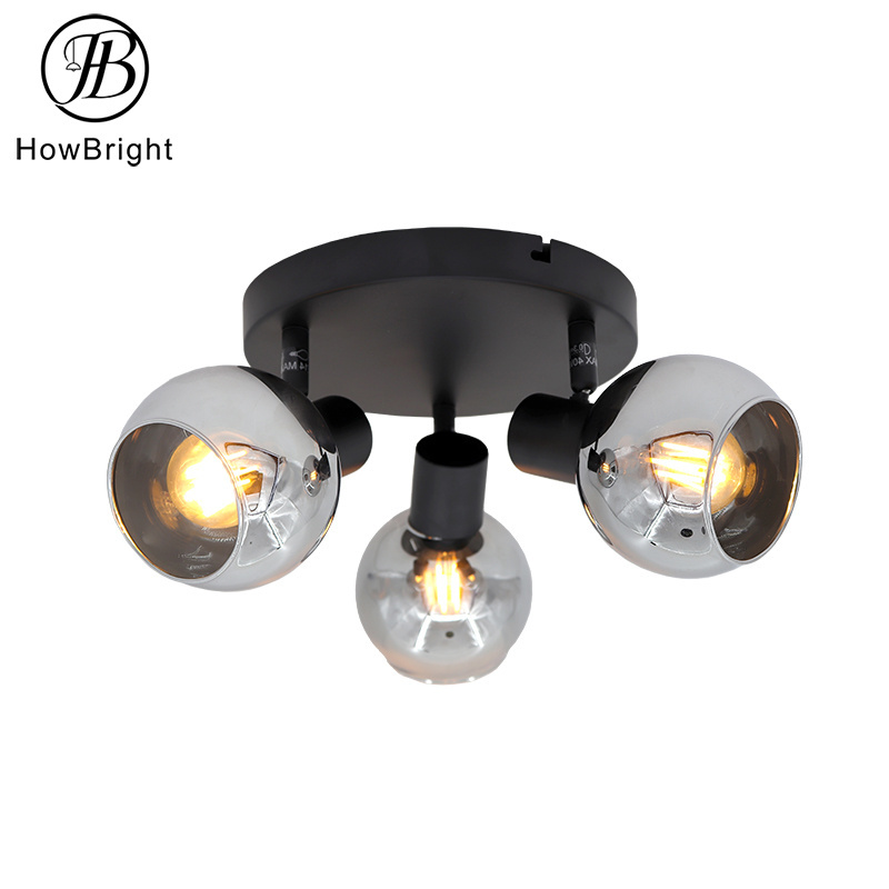 How Bright Modern Glass E14 E27 Spotlight Home Decorative Wall Lamp Ceiling Light Smoky Grey Glass Light