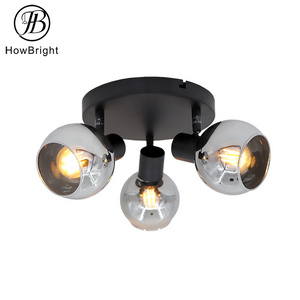 How Bright Modern Glass E14 E27 Spotlight Home Decorative Wall Lamp Ceiling Light Smoky Grey Glass Light