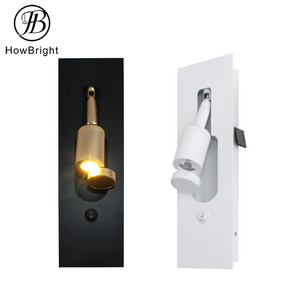 aluminum recessed sconce wall light spotlight with rotating cover indoor interior switch bedside night corner lamp reading lamp