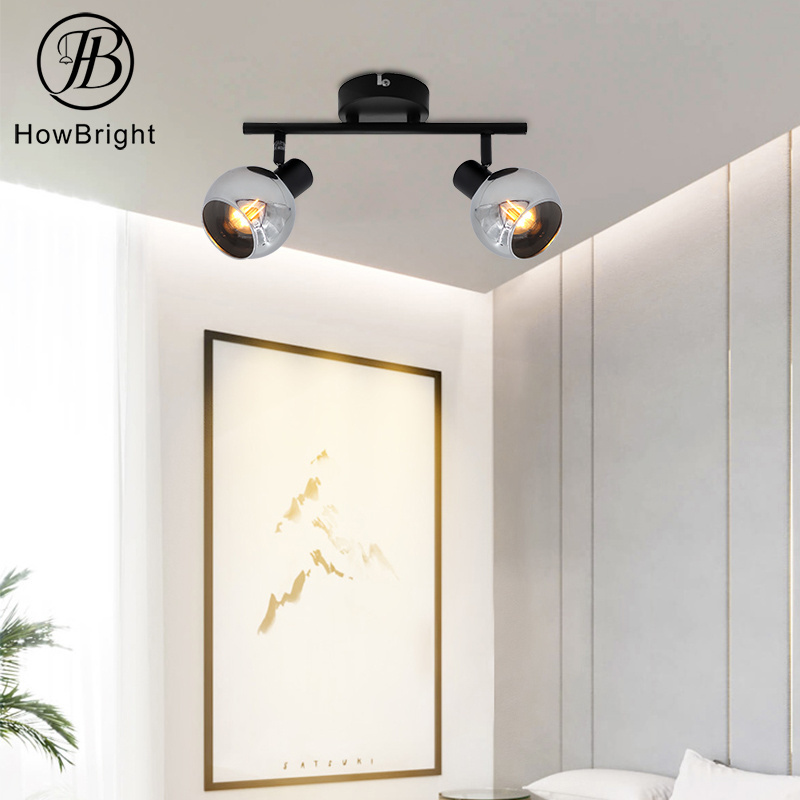 How Bright Modern Glass E14 E27 Spotlight Home Decorative Wall Lamp Ceiling Light Smoky Grey Glass Light