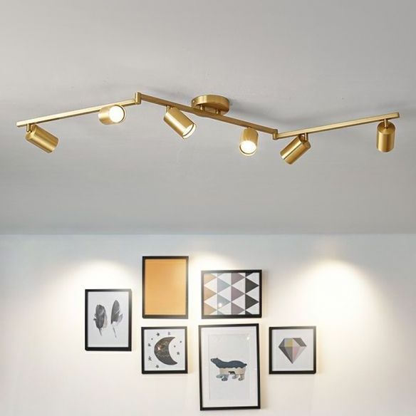 How Bright Metal Cylindrical Tubular LED Track light gold Spotlight surface Mounted Ceiling Light for living room