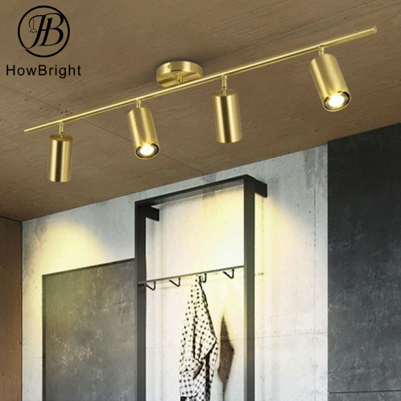 How Bright Metal Cylindrical Tubular LED Track light gold Spotlight surface Mounted Ceiling Light for living room